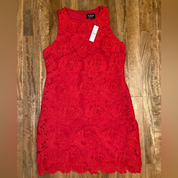 NWT true red J. Crew Collection luxe floral lace dress, size 8 - Picture 3 of 8